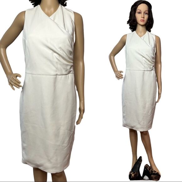 Ralph Lauren Purple Label Ivory Wool Blend Silk Lined Sleeveless Dress Size 6 - Picture 1 of 10